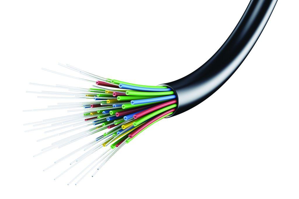 Libra Cables high-speed fiber optic cable cross-section, displaying individual colored glass data fibers for industrial and commercial networks.