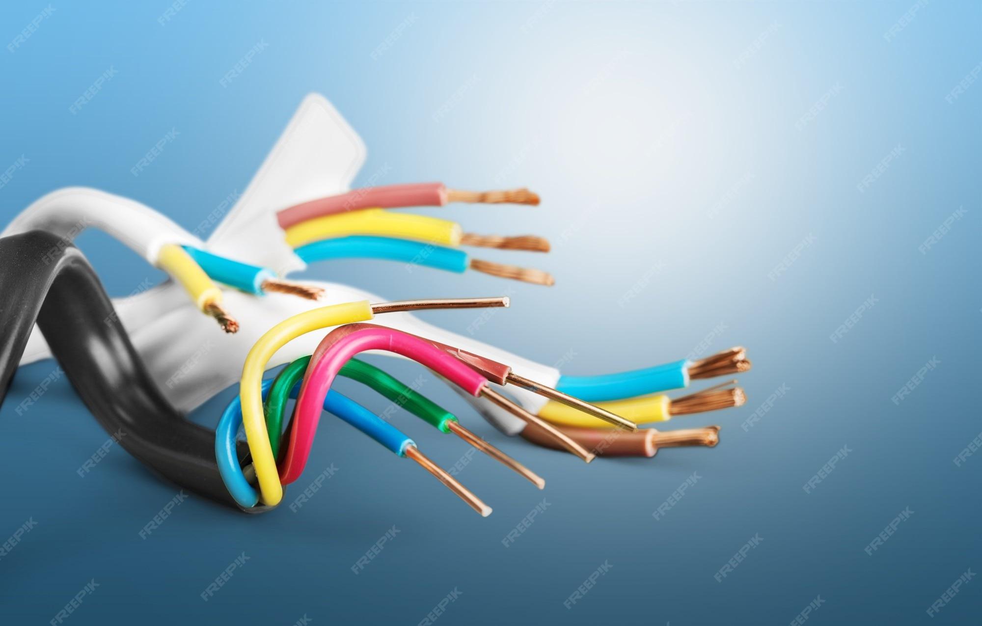 Copper conductors inside a four-core armoured power cable