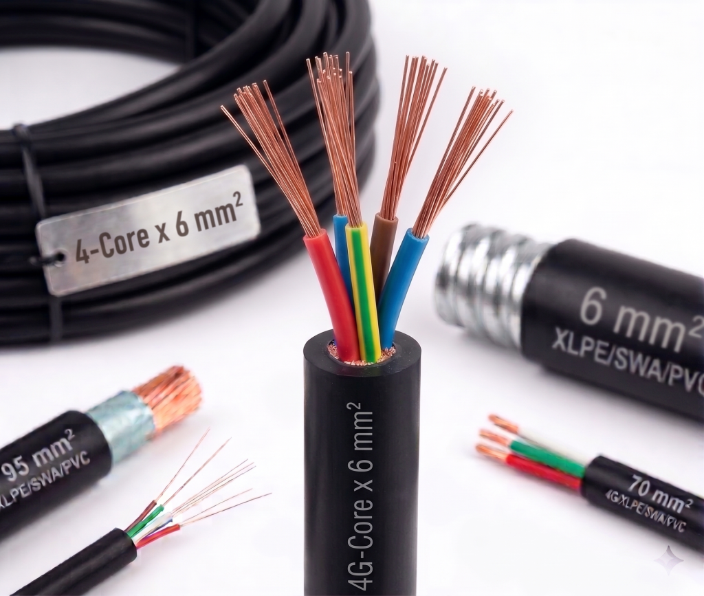 6mm four-core catalogue size illustration